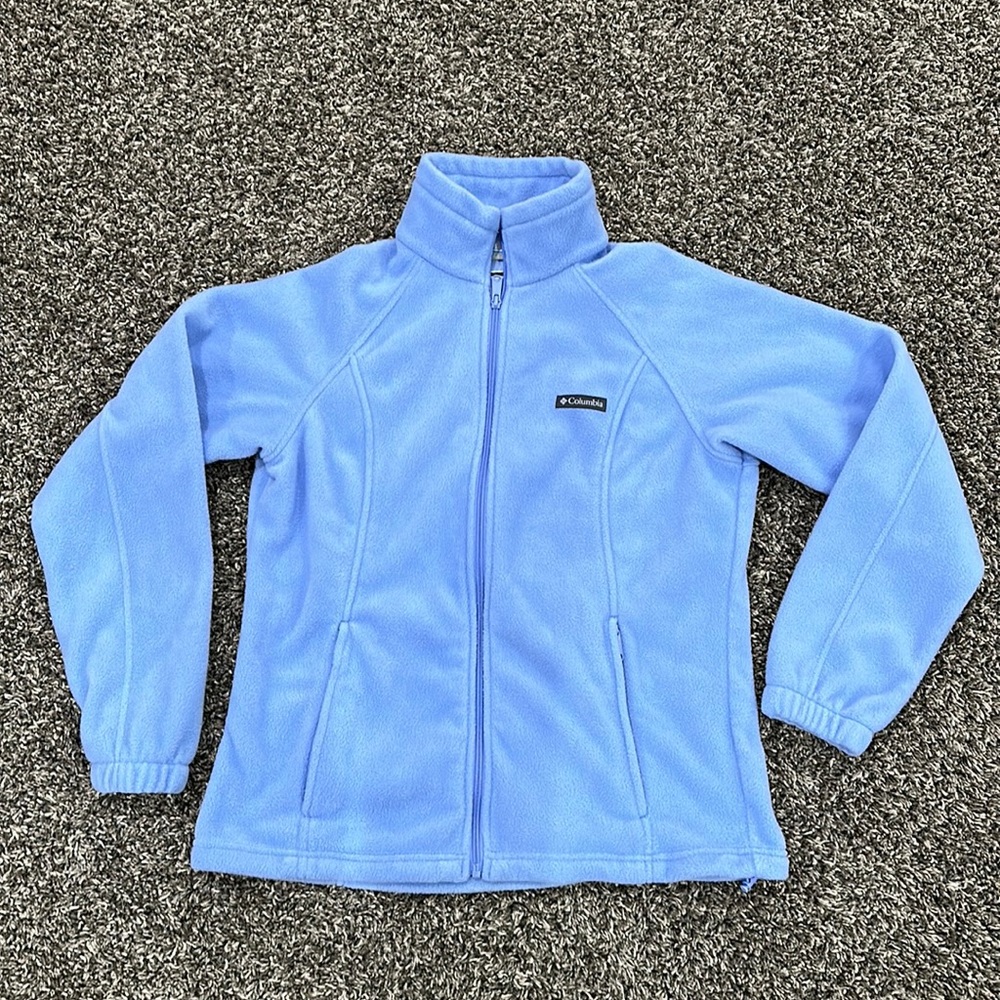 Columbia Benton Springs Full Zip Fleece Jacket, Large, Light blue. Like new